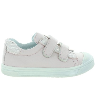 Rose leather sneakers for a child for slim feet