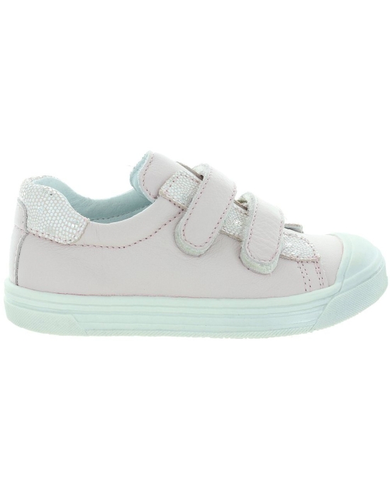 Rose leather sneakers for a child for slim feet