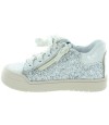 Girls silver sneakers with zipper closure with support 