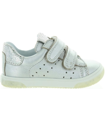 Soft new walking baby or toddler silver leather sneakers 