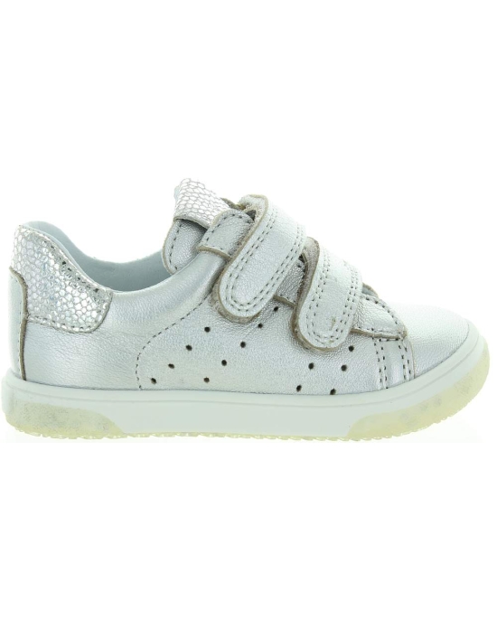 Soft new walking baby or toddler silver leather sneakers 