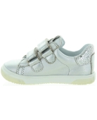 Soft new walking baby or toddler silver leather sneakers 
