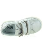 Soft new walking baby or toddler silver leather sneakers 