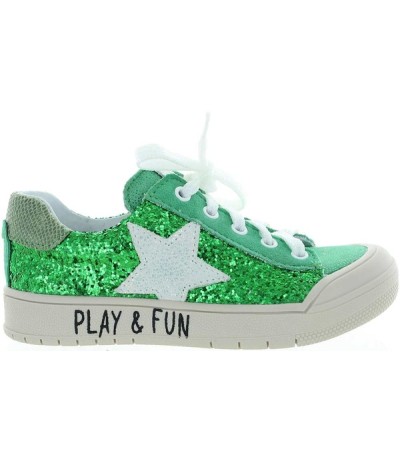 Designer sneakers for girls in green leather 
