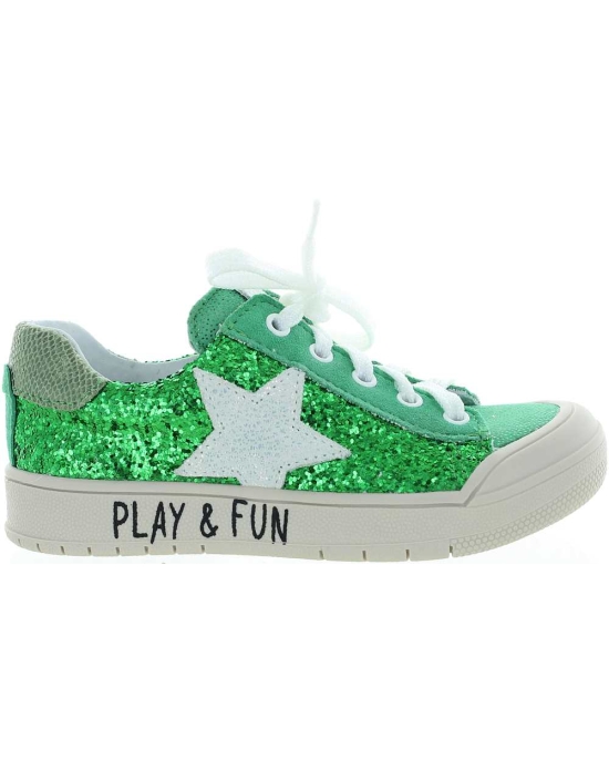 Designer sneakers for girls in green leather 