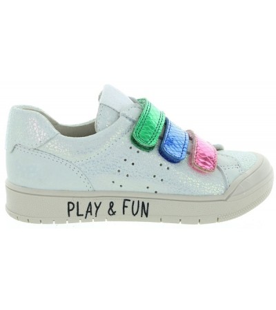 Leather designer white metallic sneakers for girls 