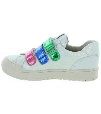 Leather designer white metallic sneakers for girls 