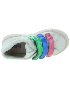 Designer girls white metallic leather sneakers 