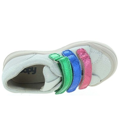 Leather designer white metallic sneakers for girls 