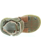 Orthopedic olive leather sandals for a boy with wide feet 