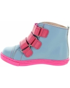 Double wide blue boots for a toddler with best support 