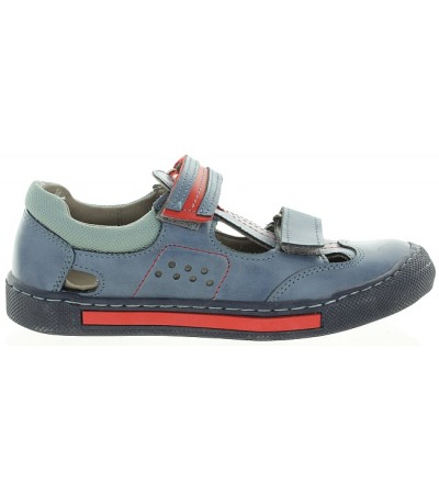 Blue leather European sandals with closed toe