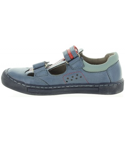 Blue leather European sandals with closed toe