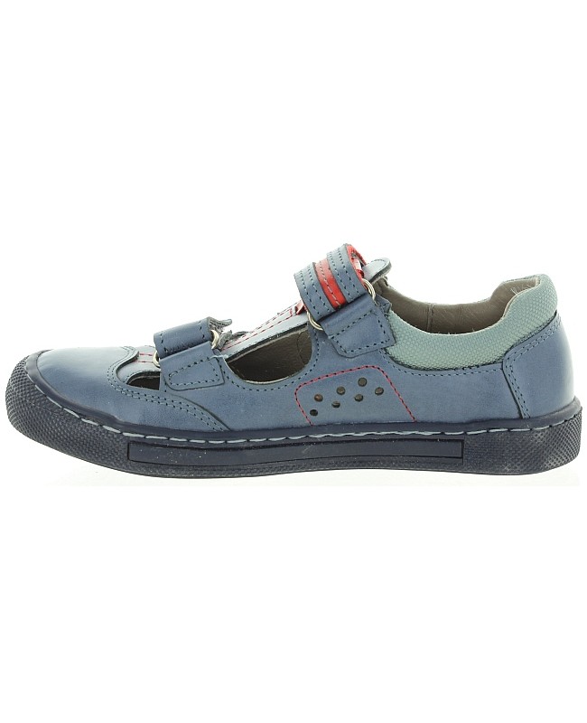 Blue leather European sandals with closed toe