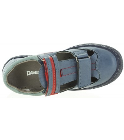 Blue leather European sandals with closed toe