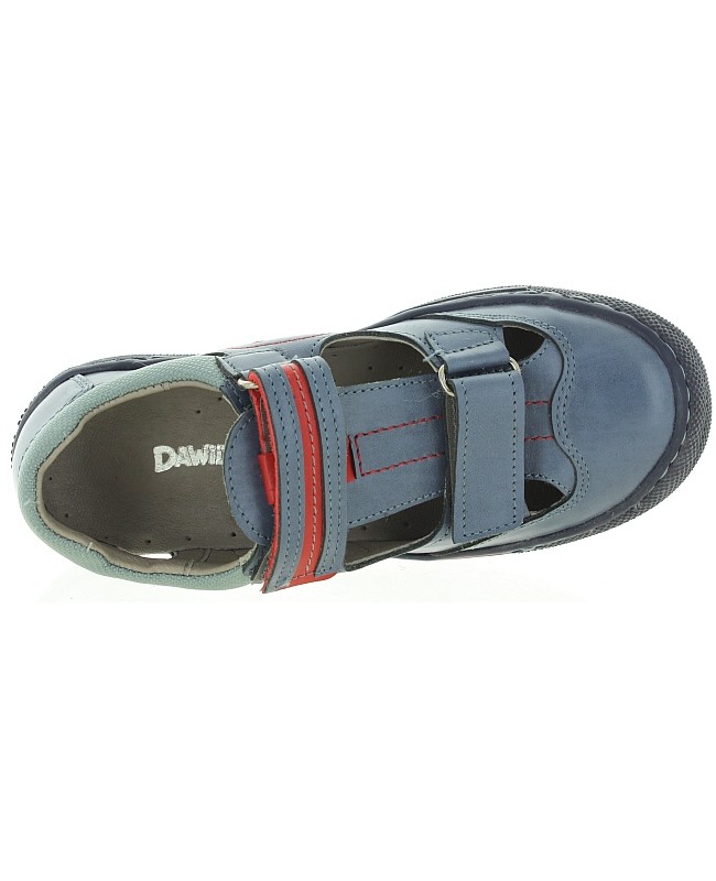 Blue leather European sandals with closed toe