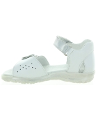 White leather closed toe girls sandals weak ankles 