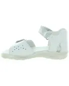 White leather closed toe girls sandals weak ankles 
