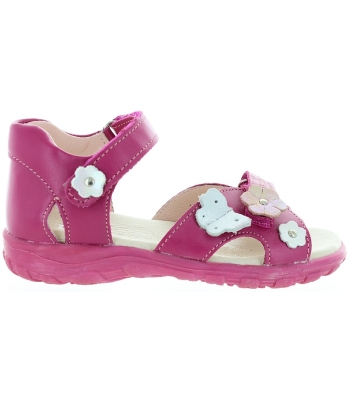 Pink leather orthopedic ankle sandals for girls