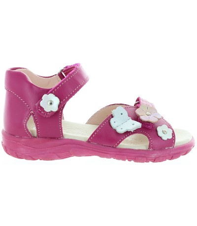 Pink leather orthopedic ankle sandals for girls