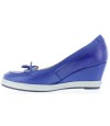 Adult wedge European shoes in blue leather 