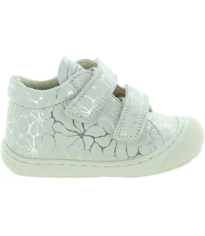 Toddler ankle high flower leather sneakers
