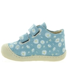 Toddler ankle high blue flower leather sneakers