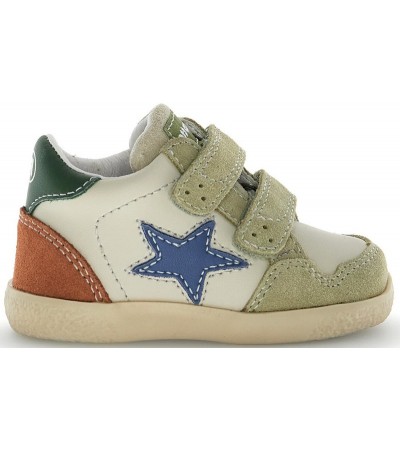 Baby boy learning to walk leather high tops