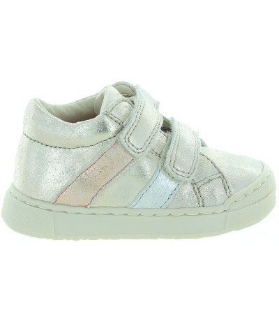 Silver sneakers for girls with flexible soles
