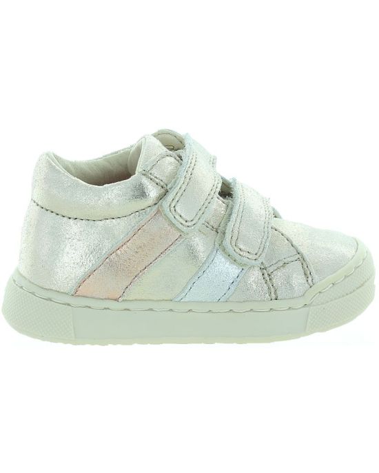 Silver sneakers for girls with flexible soles