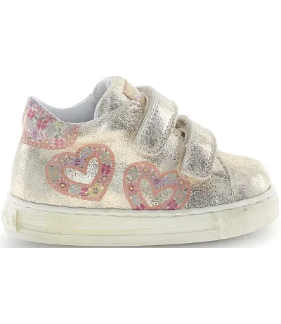 Gold leather ankle sneakers with support 