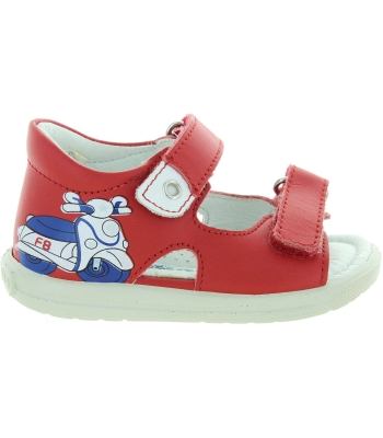 Red leather ankle high sandals for toddler 