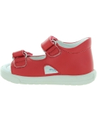 Red leather ankle high sandals for toddler 