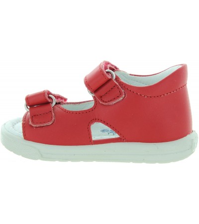 Red leather ankle high sandals for toddler 