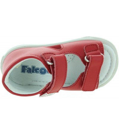 Red leather ankle high sandals for toddler 