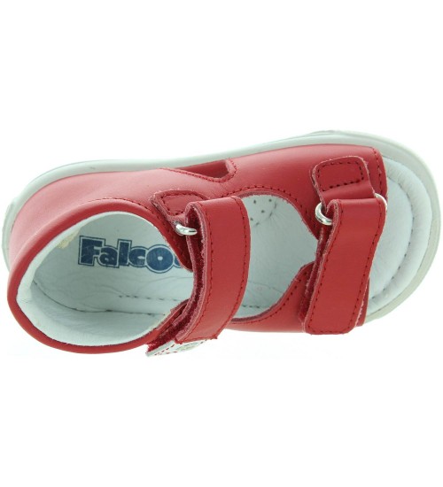 Red leather ankle high sandals for toddler 