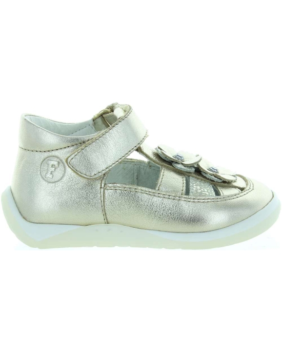 Closed toe baby gold leather sandals