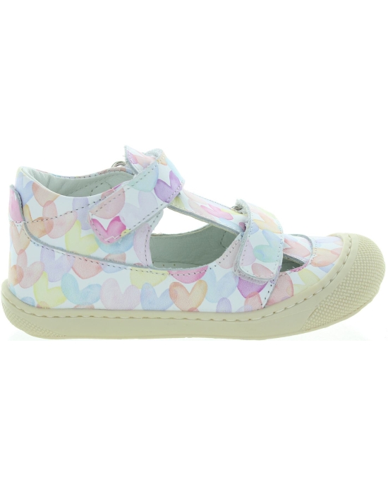 Girls ankle high natural leather multicolored sandals 