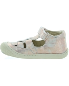 Leather rose metallic sandals for girls