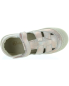 Leather rose metallic sandals for girls