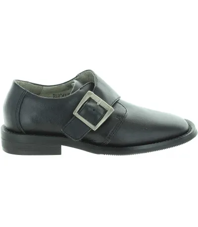 Black leather dress shoes for a boy