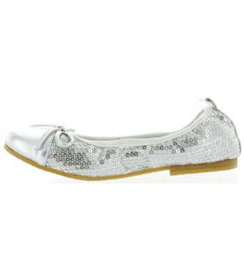 Slip on flats for girls European in silver leather 