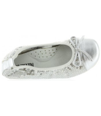 Slip on flats for girls European in silver leather 