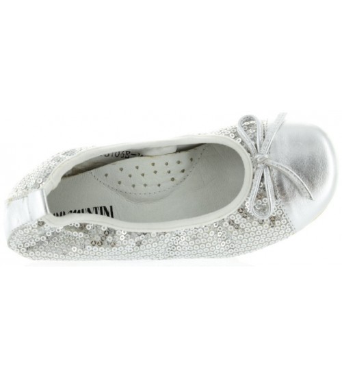 Slip on flats for girls European in silver leather 