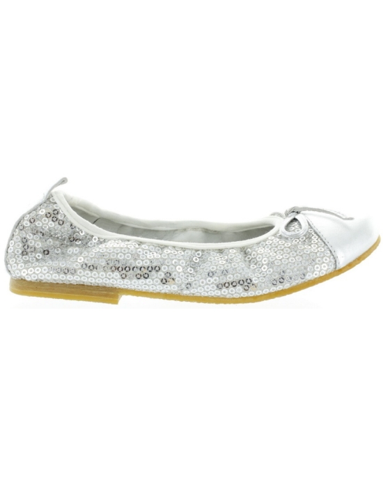 European silver slip on flats for girls 
