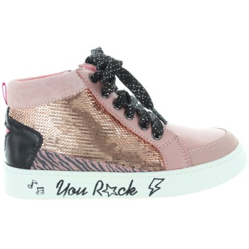 Leather high top rose leather sneakers for girls 