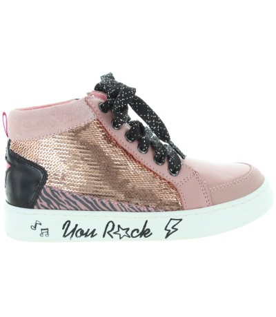Rose color leather high top sneakers for girls Rose color leather high top sneakers for girls