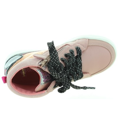 Leather high top rose leather sneakers for girls 