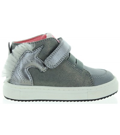 Gray leather ankle boots for girls with support 