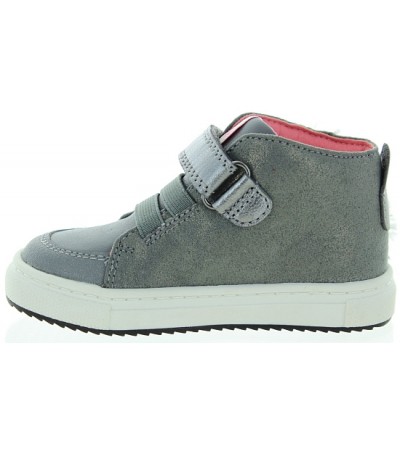Gray leather ankle boots for girls with support 